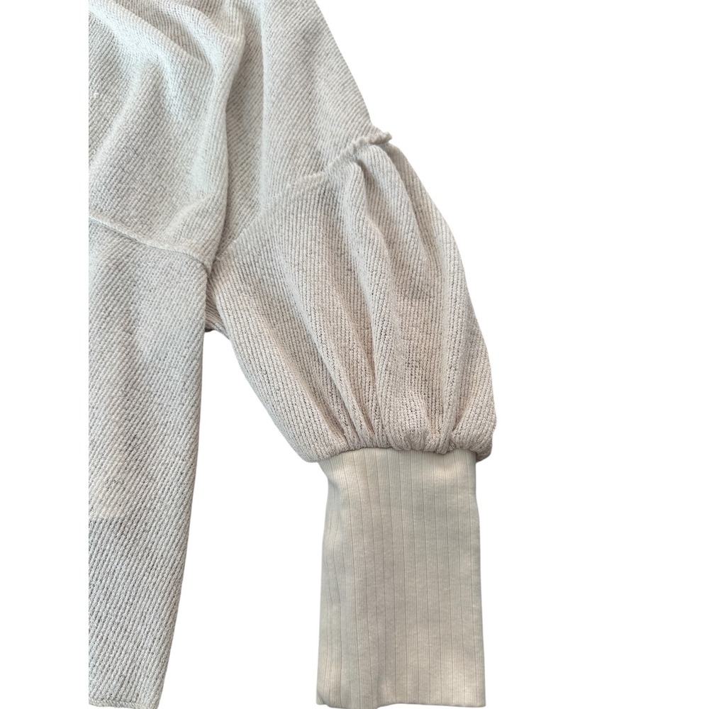 Free People Oversized Knit Balloon Sleeve Blue Bell‎ Henley XS Beige Long Sleeve - Picture 5 of 14